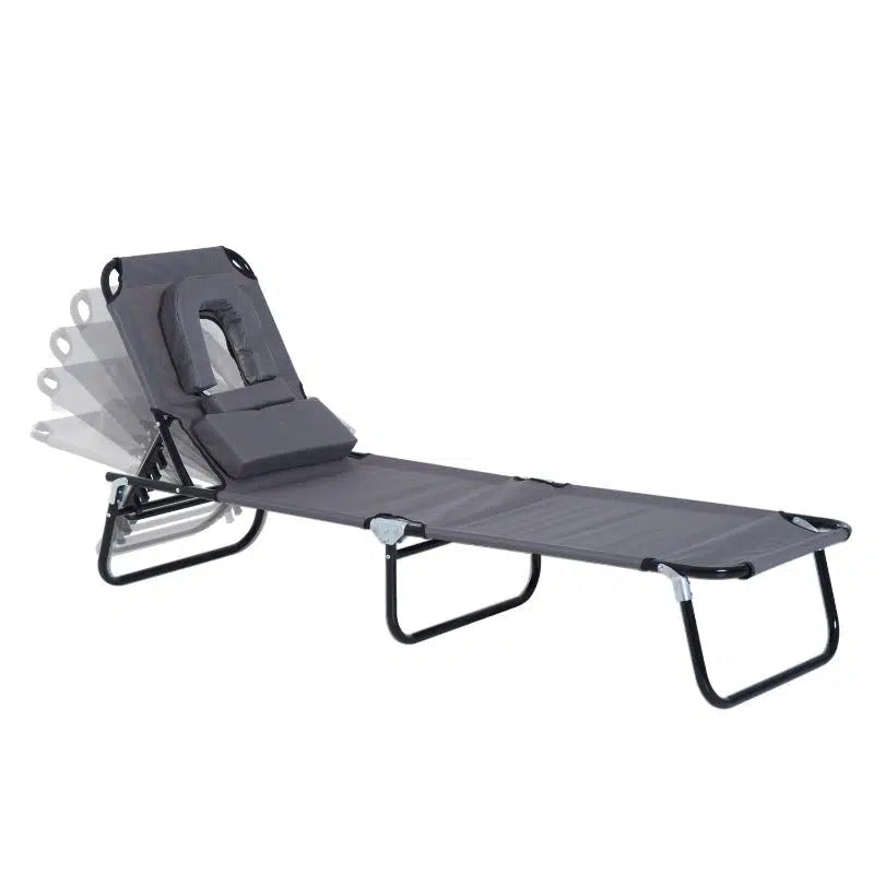 Outsunny napozóágy, relax nyugágy 190x56x28 cm, szürke-VASBÚTOR