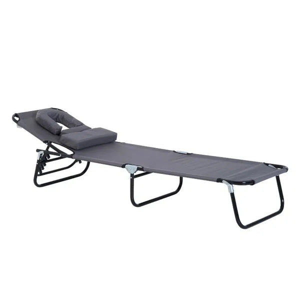 Outsunny napozóágy, relax nyugágy 190x56x28 cm, szürke-VASBÚTOR