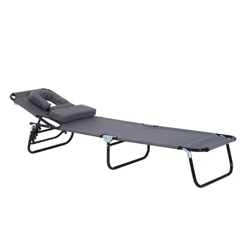 Outsunny napozóágy, relax nyugágy 190x56x28 cm, szürke-VASBÚTOR