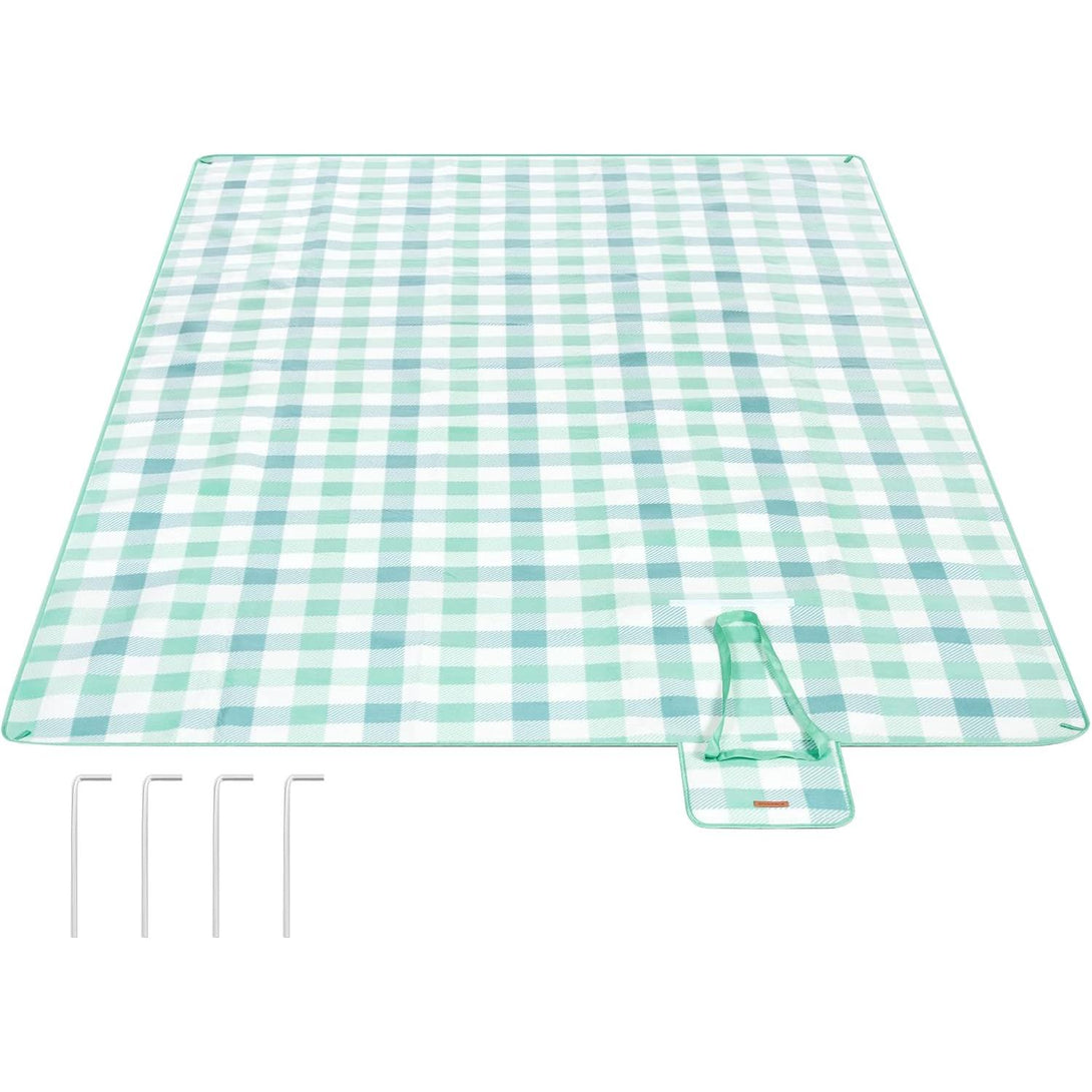 Pikniktakaró, 300 x 200 cm, vízálló, összecsukható és hordozható, zöld-fehér-VASBÚTOR