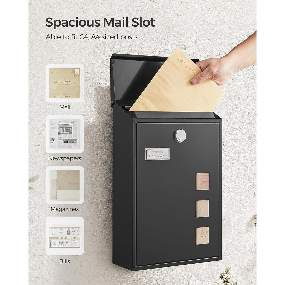 Postaláda, Modern postaláda, 25,5 x 39,5 x 11,5 cm, fekete-VASBÚTOR