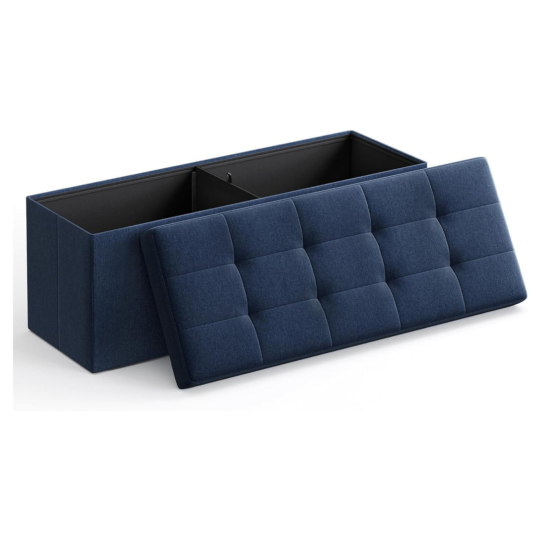 Puff 110x38x38 cm, Tároló ottomán pad, 120 L, sötétszürke-OUTLET-VASBÚTOR