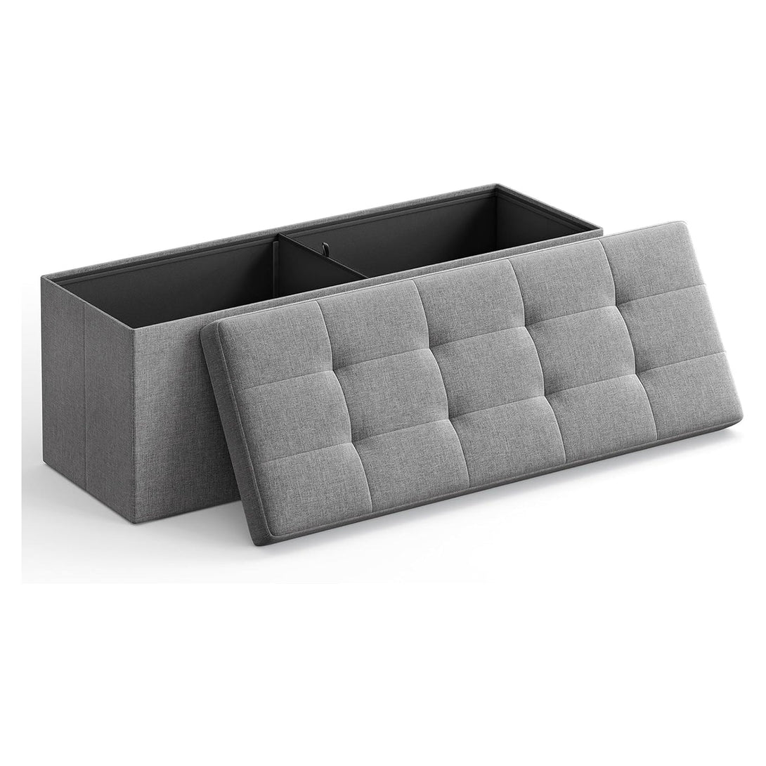 Puff 110x38x38 cm, Tároló ottomán pad, 120 L, sötétszürke-OUTLET-VASBÚTOR
