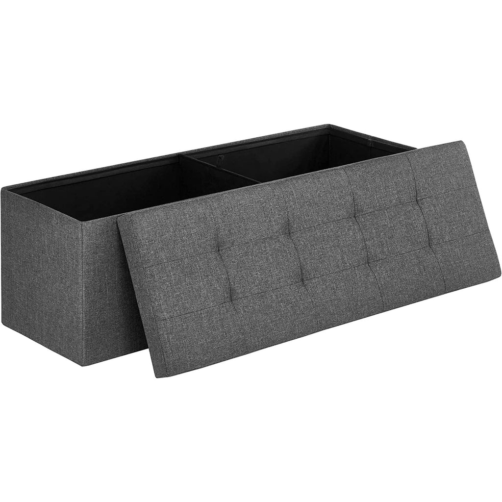 Puff 110x38x38 cm, tároló ottomán pad, 120 L, sötétszürke-VASBÚTOR