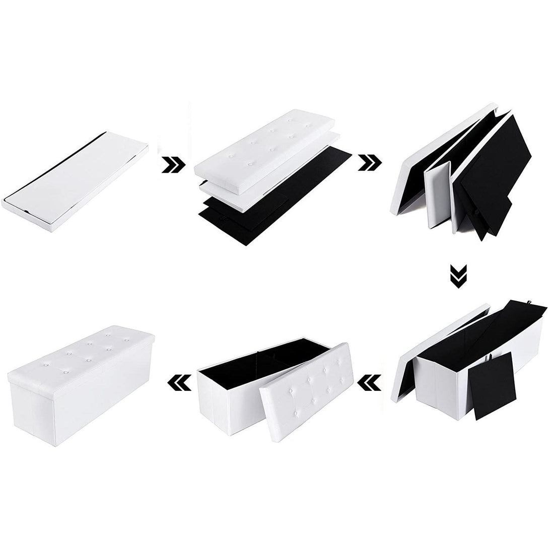 SONGMICS Storage bench with 120L storage, foldable, synthetic leather ...