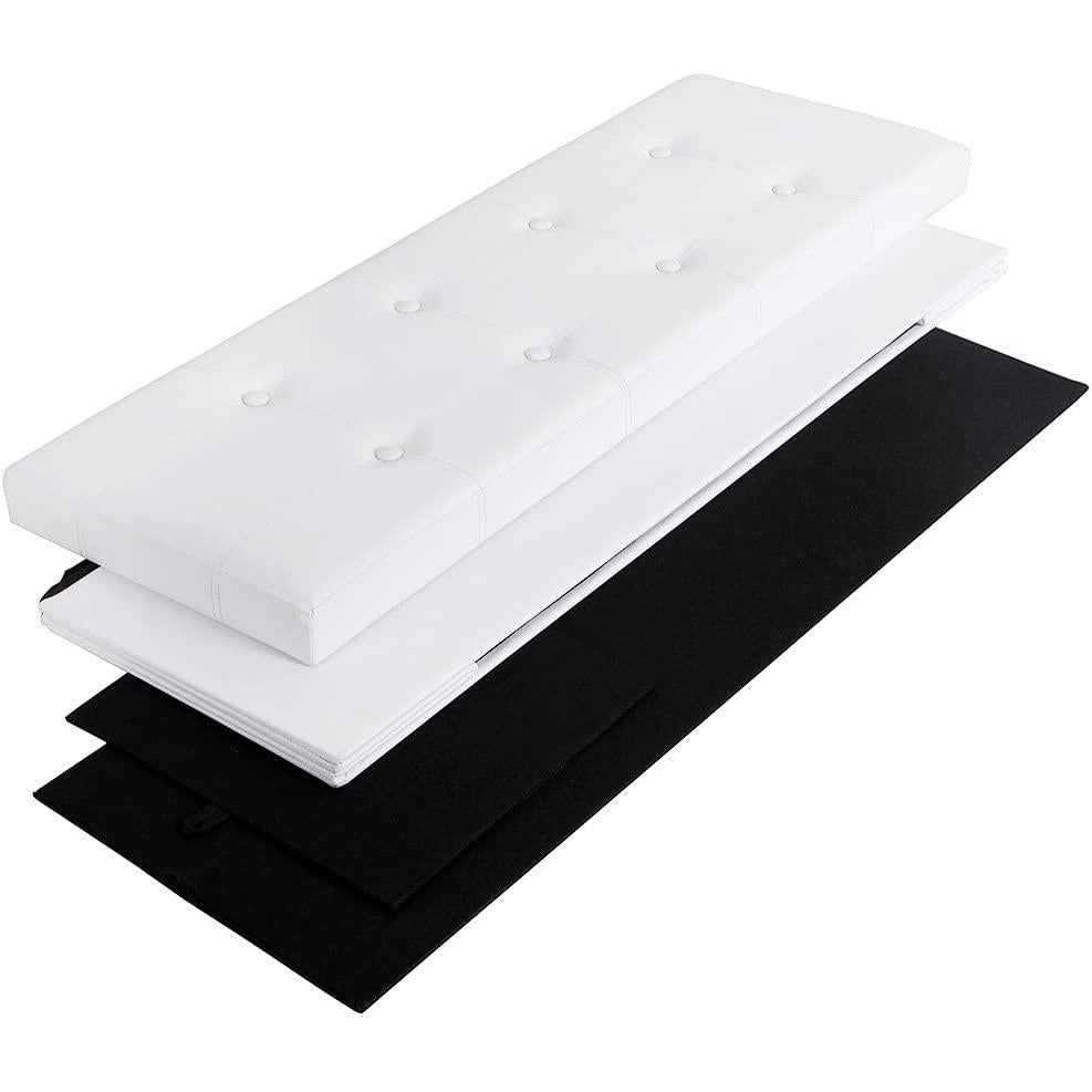 SONGMICS Storage bench with 120L storage, foldable, synthetic leather ...