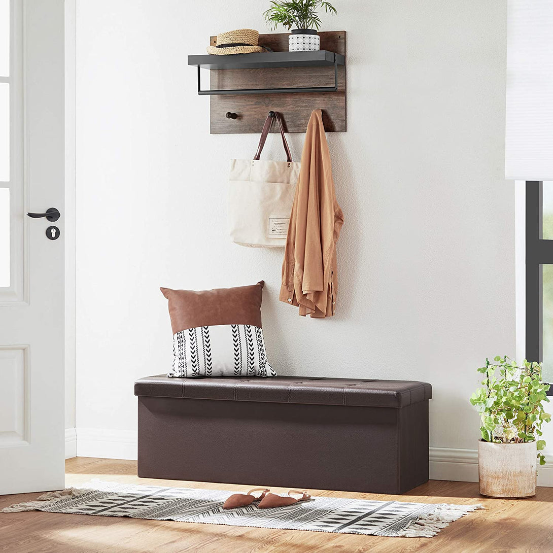 Puff, összecsukható tároló ottomán pad 120L, 110 x 38 x 38 cm, barna-VASBÚTOR