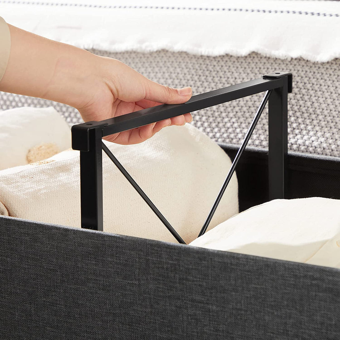 Puff, összecsukható tároló pad ottomán, ülőpad, 120L, sötétszürke, 110 x 38 x 38 cm-VASBÚTOR