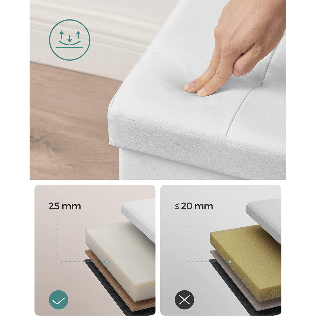 Puff, összecsukható tárolópad ottomán 80L, fehér-VASBÚTOR