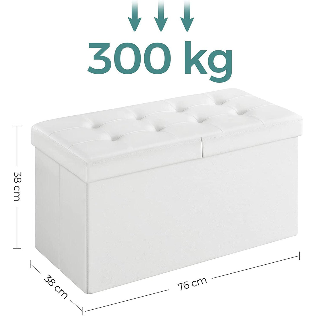 Puff, összecsukható tárolópad ottomán 80L, fehér-VASBÚTOR