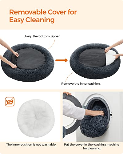 Puha kutyaágy, fekhely mosható párnázással, 100 cm, sötétszürke-VASBÚTOR