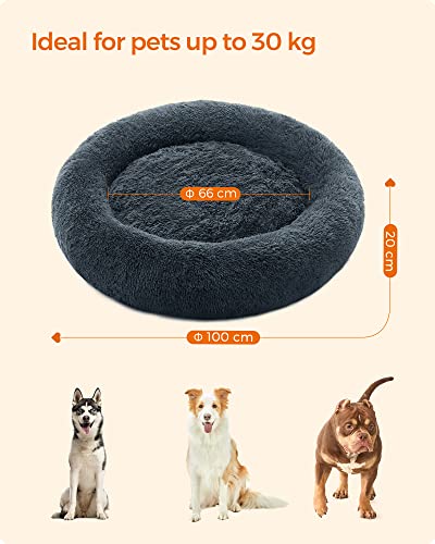 Puha kutyaágy, fekhely mosható párnázással, 100 cm, sötétszürke-VASBÚTOR