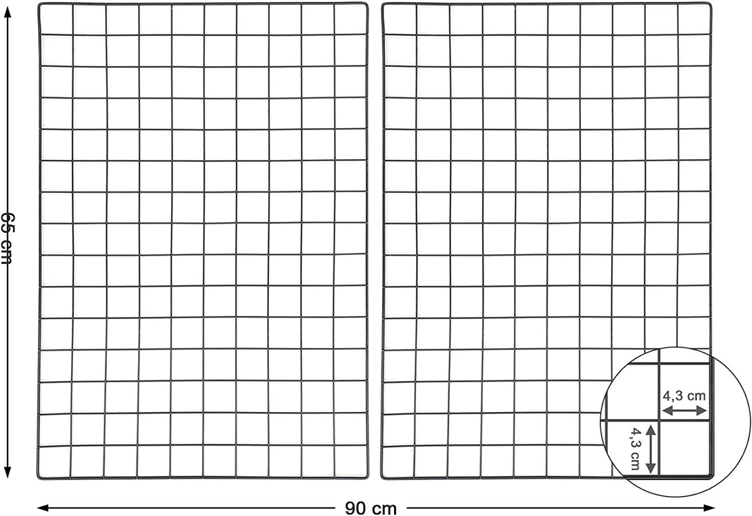 Rácspanelek, 2db-os szett, fémhálós fali dekoráció, fekete-VASBÚTOR