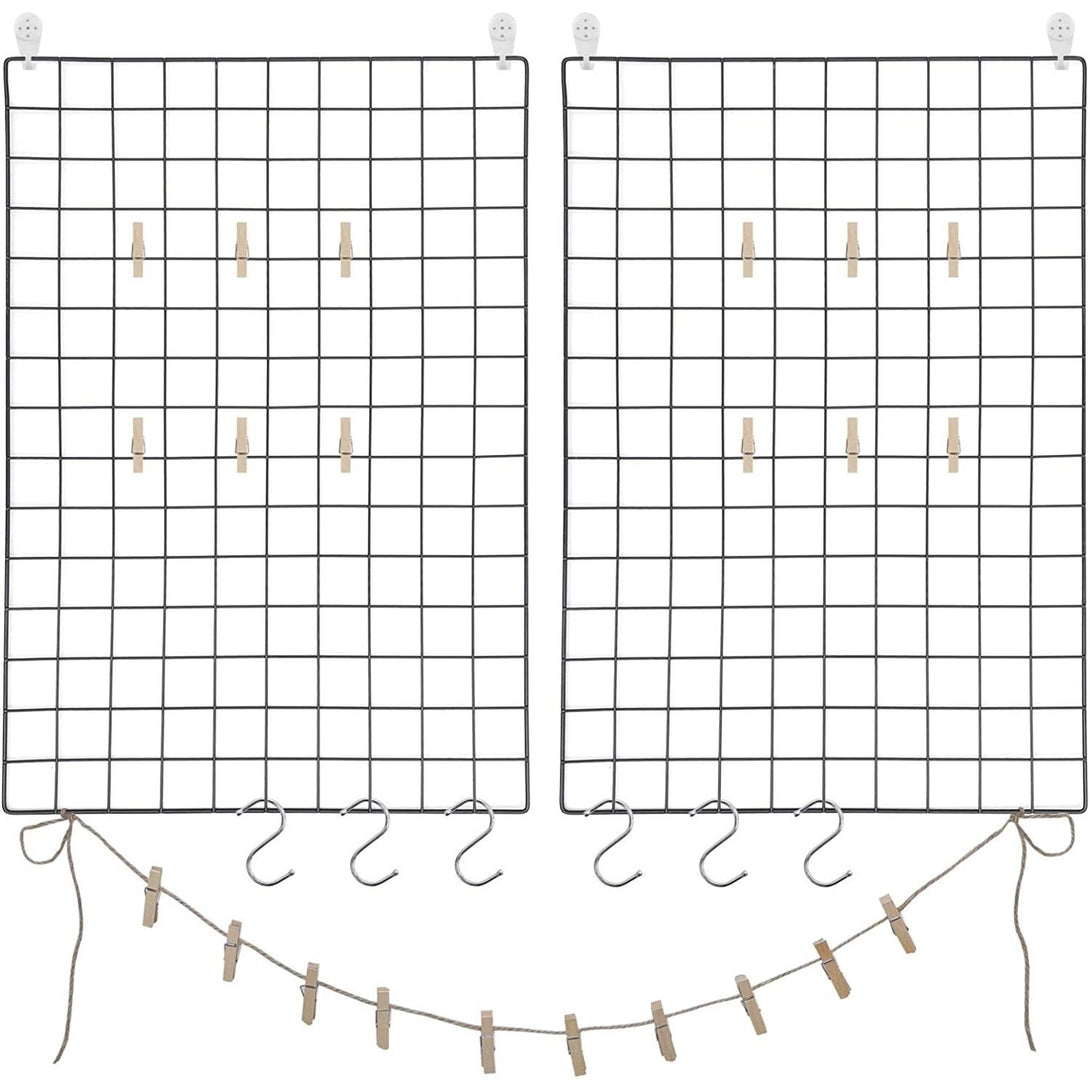 Rácspanelek, 2db-os szett, fémhálós fali dekoráció, fekete-VASBÚTOR