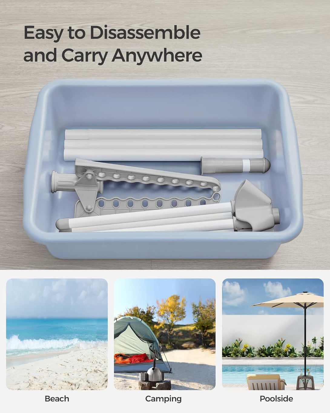 Ruhaszárító állvány, 3 forgatható karral vállfák számára 150 cm magas, szürke és fehér színben-VASBÚTOR