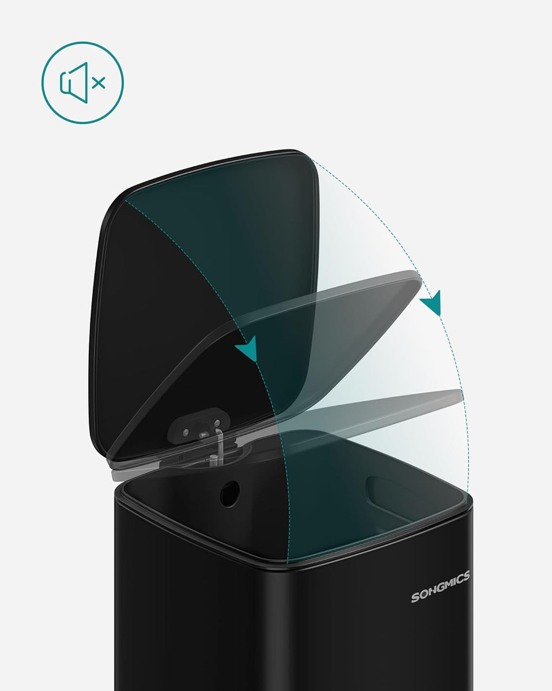 SONGMICS 30 literes konyhai szemetes, belső vödörrel, fekete színben-VASBÚTOR