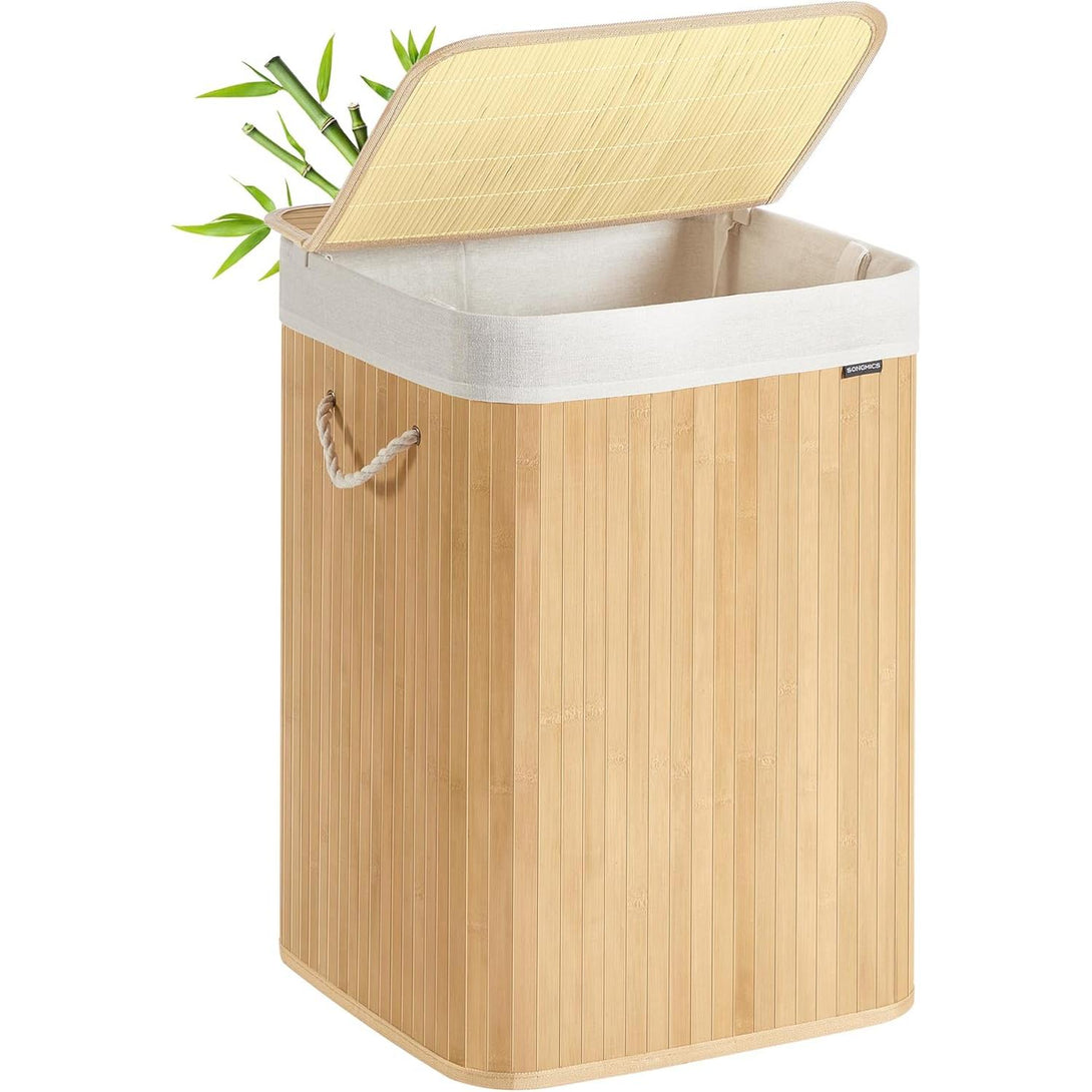 SONGMICS Bambusz szennyeskosár 95 L natúr színben-VASBÚTOR