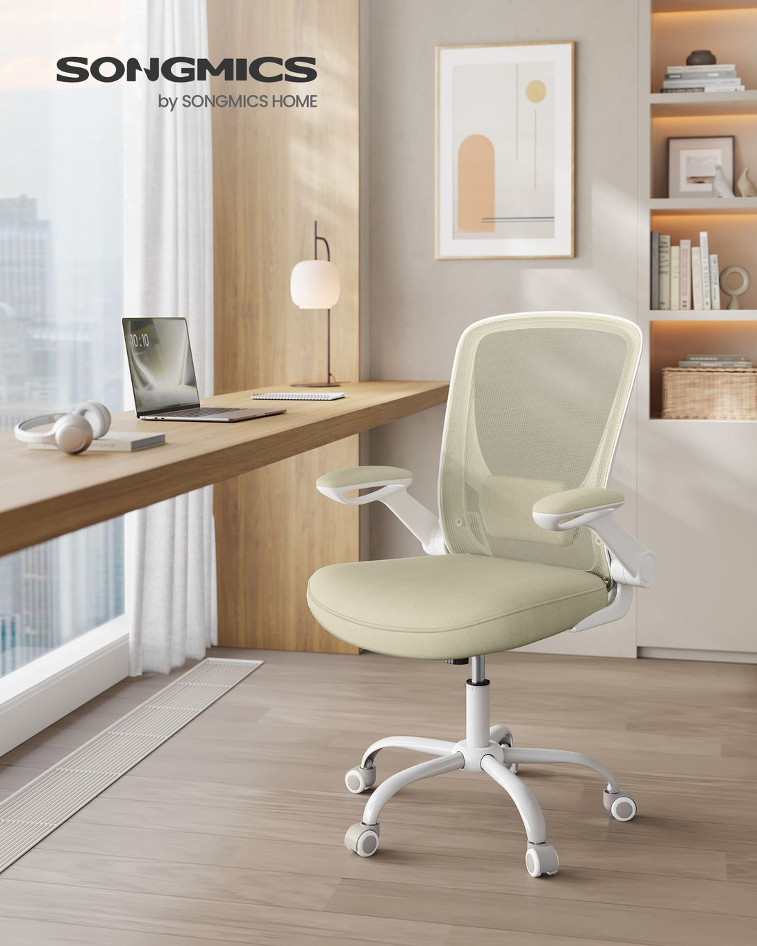 SONGMICS Ergonomikus irodai szék zabpehely-bézs színben-VASBÚTOR