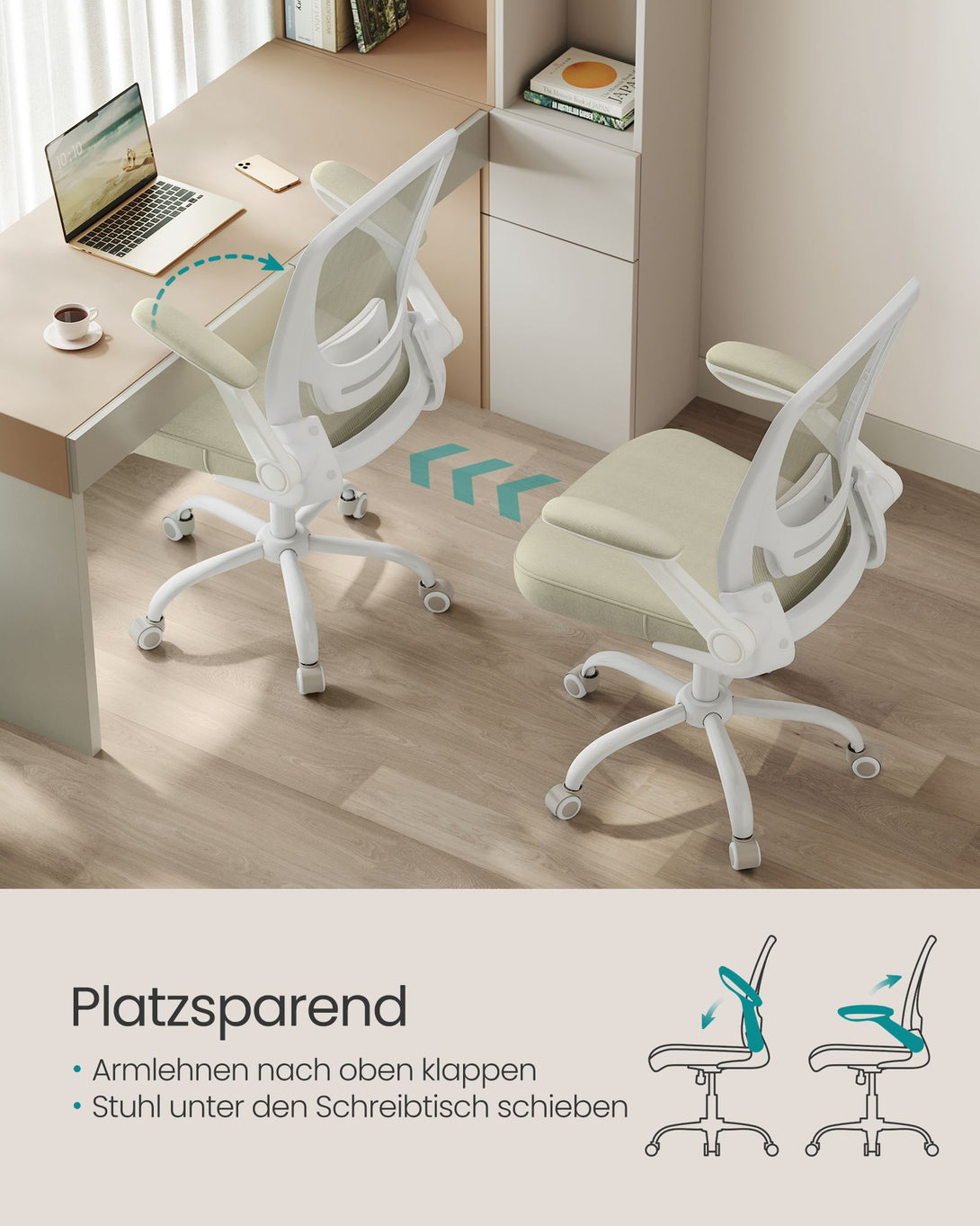 SONGMICS Ergonomikus irodai szék zabpehely-bézs színben-VASBÚTOR