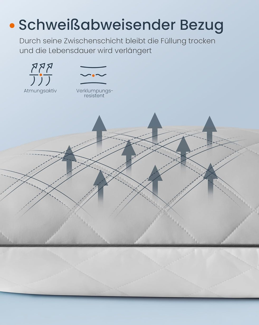 SONGMICS HOME párna, kétoldalas használat, 80 × 80 cm, világos szürke-VASBÚTOR