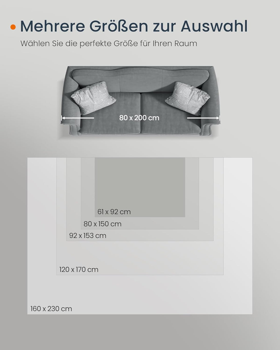 SONGMICS HOME szőnyeg, 61 x 92 cm, csúszásmentes nappali szőnyeg, szürke-VASBÚTOR