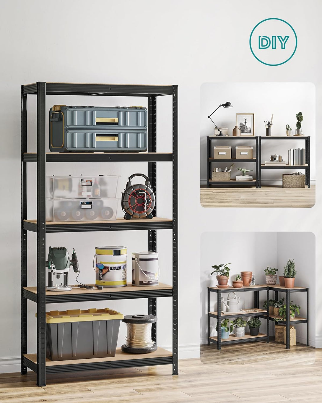 SONGMICS acél polcrendszer 2 db-os, 180x90x40 cm, fekete-VASBÚTOR