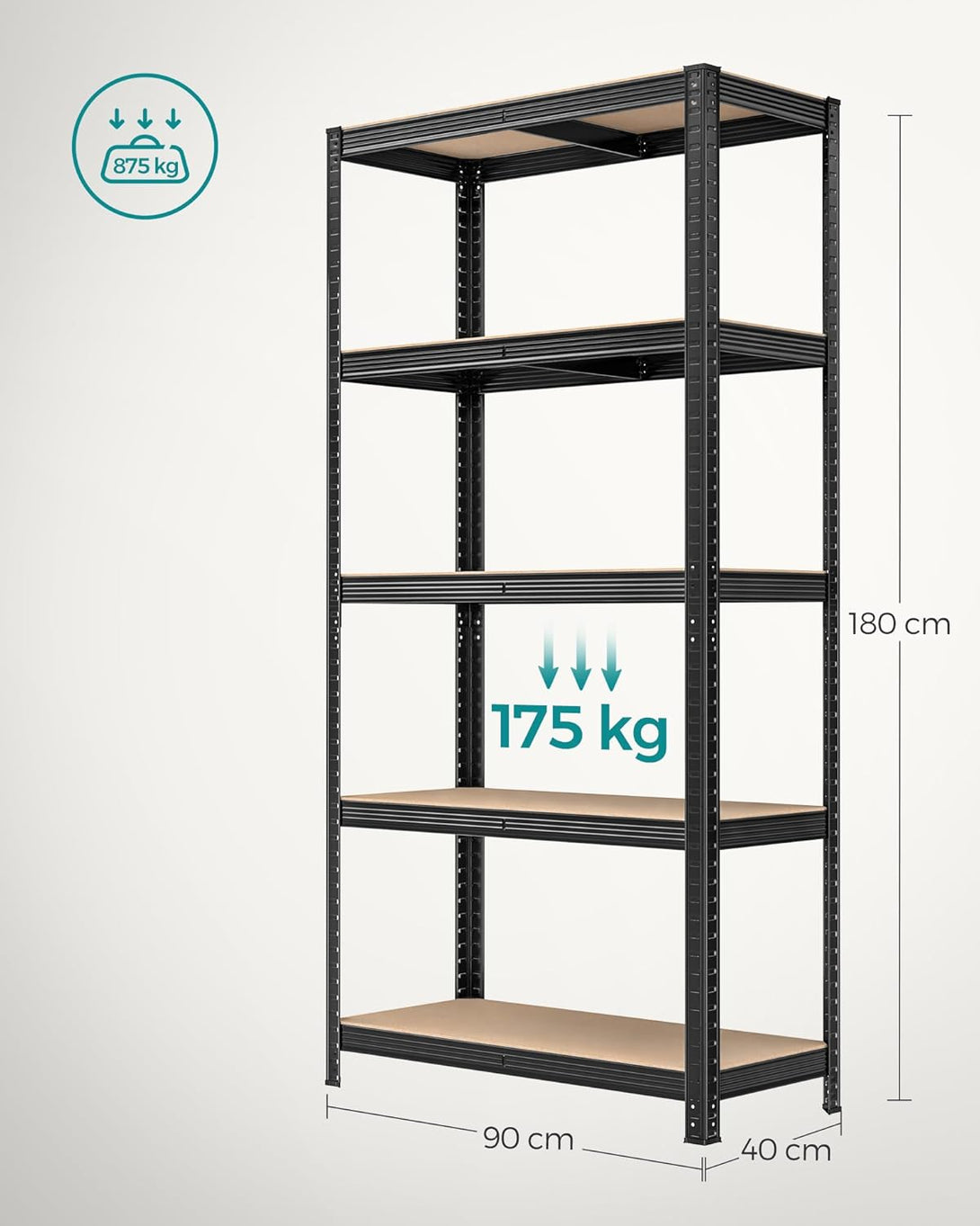 SONGMICS acél polcrendszer 2 db-os, 180x90x40 cm, fekete-VASBÚTOR