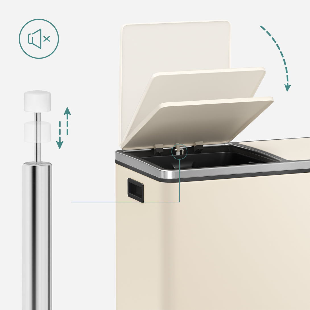 SONGMICS dupla szemetes, 2x30l, krémszínű-VASBÚTOR