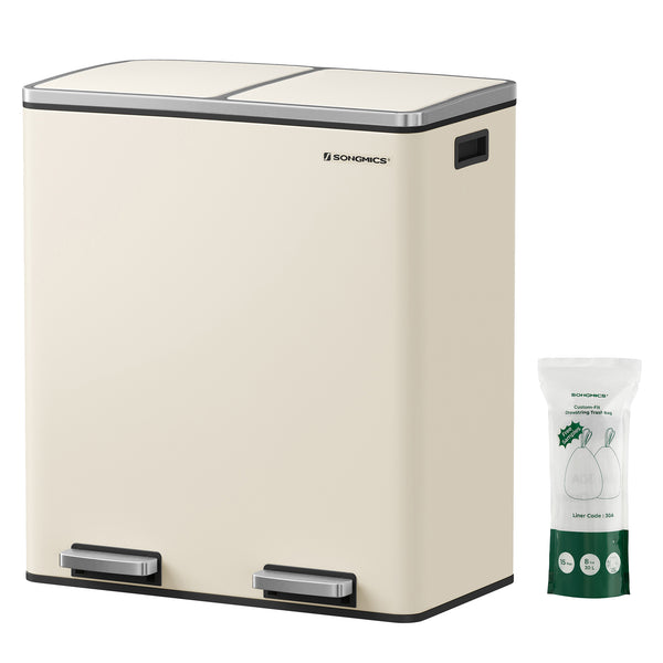 SONGMICS dupla szemetes, 2x30l, krémszínű-VASBÚTOR
