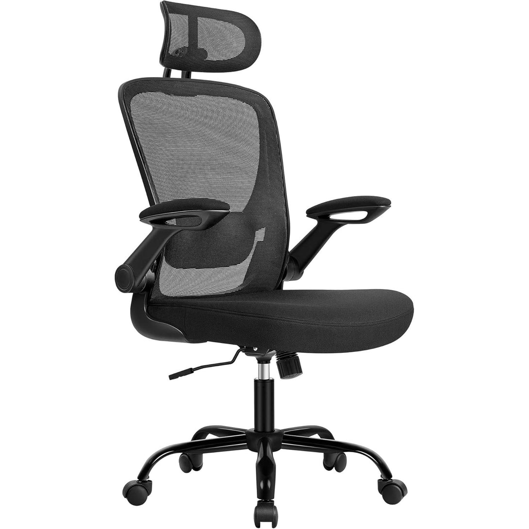 SONGMICS ergonomikus irodai szék, forgószék hálós háttámlával, fekete színben-VASBÚTOR