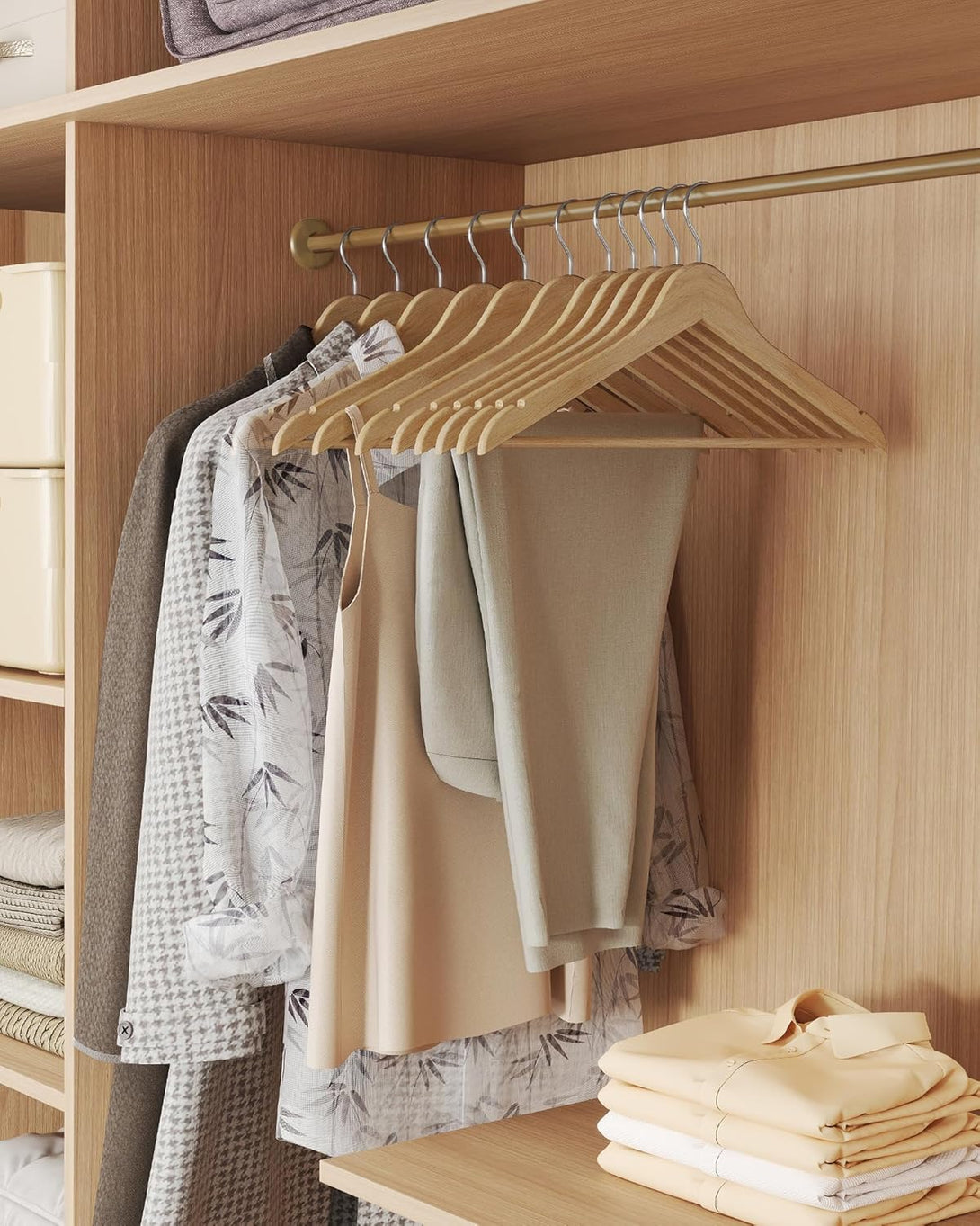 SONGMICS fa vállfa szett, 30 darabos csomag világos bézs színben-VASBÚTOR