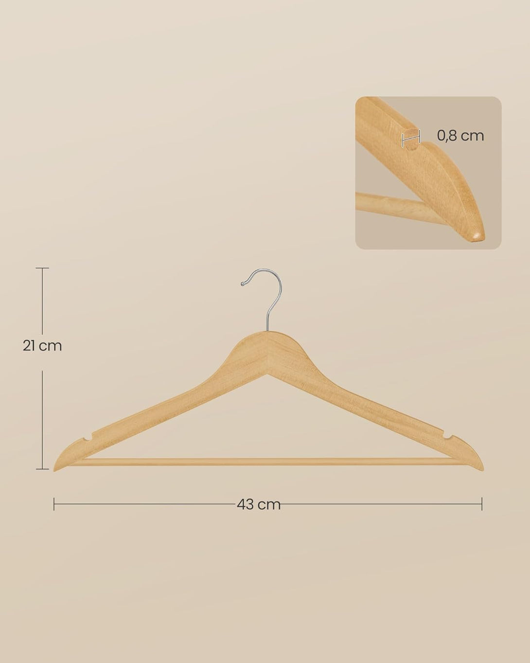 SONGMICS fa vállfa szett, 30 darabos csomag világos bézs színben-VASBÚTOR
