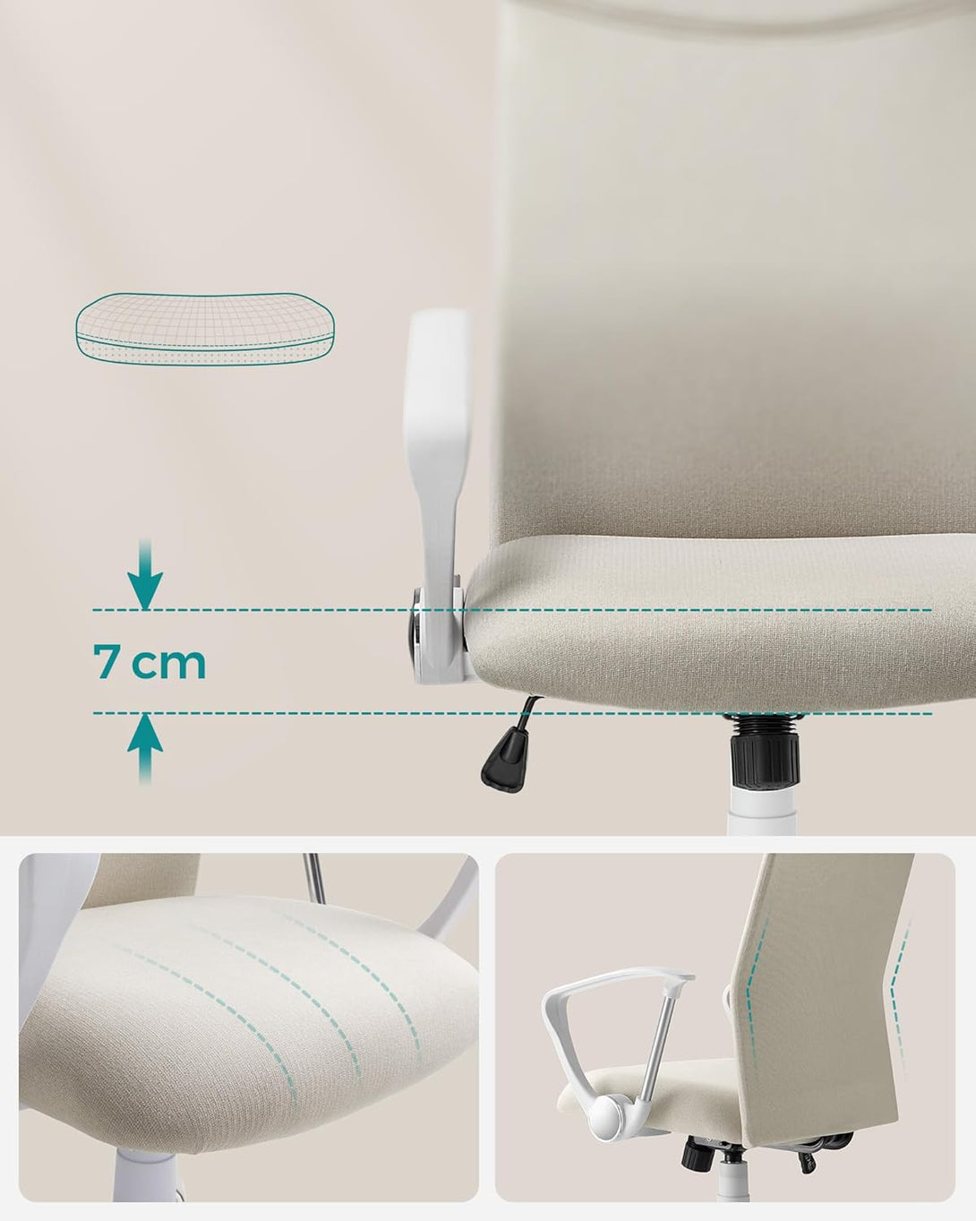 SONGMICS irodai szék, ergonomikus szék cappuccino bézs színben-VASBÚTOR