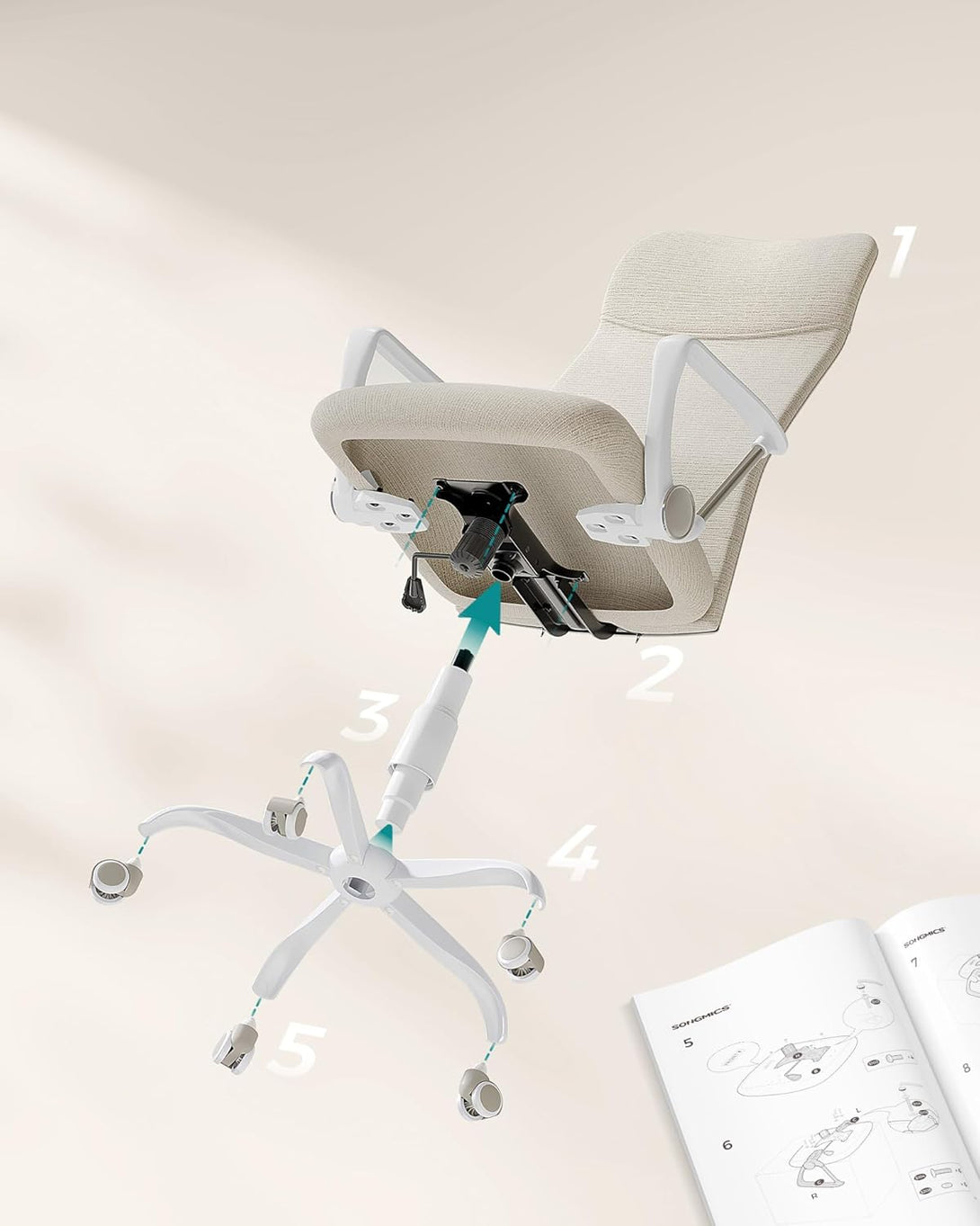 SONGMICS irodai szék, ergonomikus szék cappuccino bézs színben-VASBÚTOR