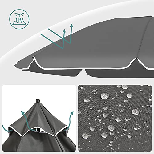 SONGMICS napernyő, 200 cm, napvédelem UPF 50+, talp nélkül, szürke-VASBÚTOR