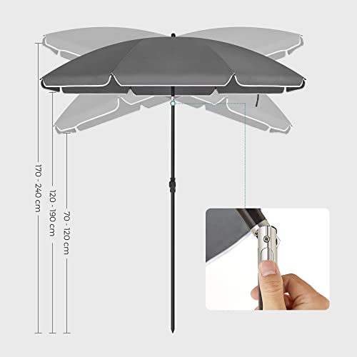 SONGMICS napernyő, 200 cm, napvédelem UPF 50+, talp nélkül, szürke-VASBÚTOR