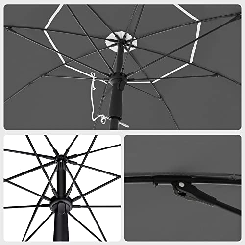 SONGMICS napernyő, 200 cm, napvédelem UPF 50+, talp nélkül, szürke-VASBÚTOR