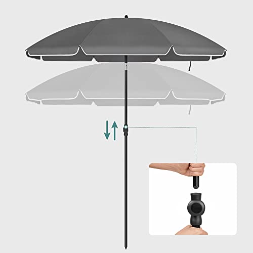 SONGMICS napernyő, 200 cm, napvédelem UPF 50+, talp nélkül, szürke-VASBÚTOR