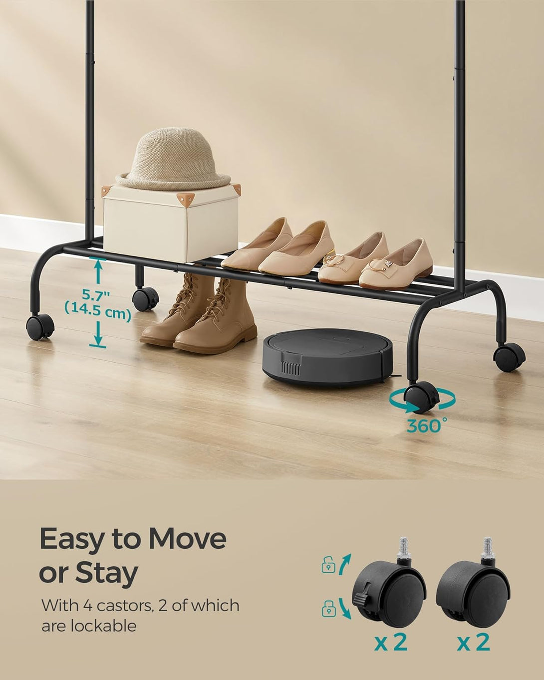 SONGMICS ruhatartó állvány 50 kg maximális teherbírással fekete színben-VASBÚTOR