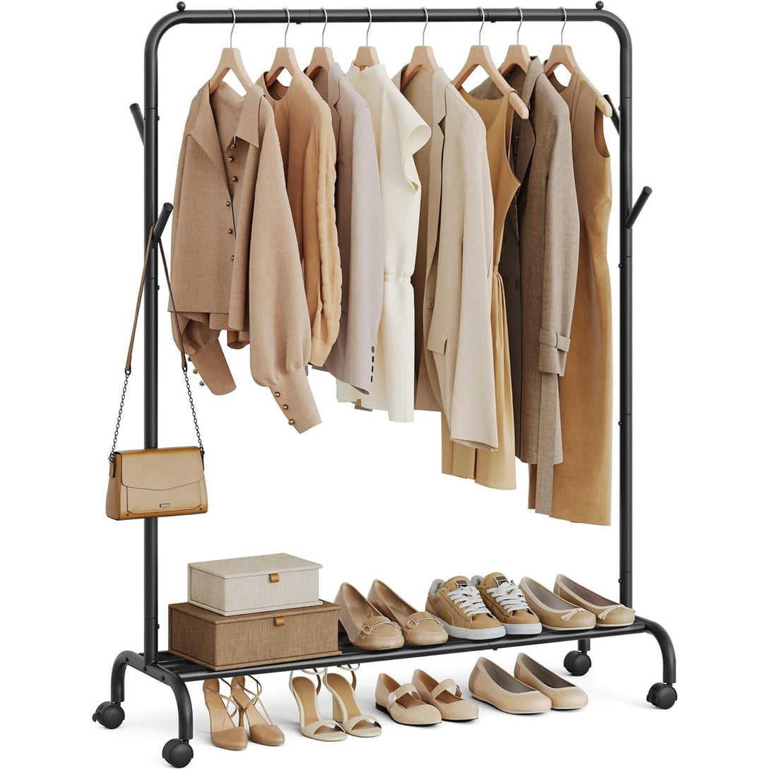 SONGMICS ruhatartó állvány 50 kg maximális teherbírással fekete színben-VASBÚTOR