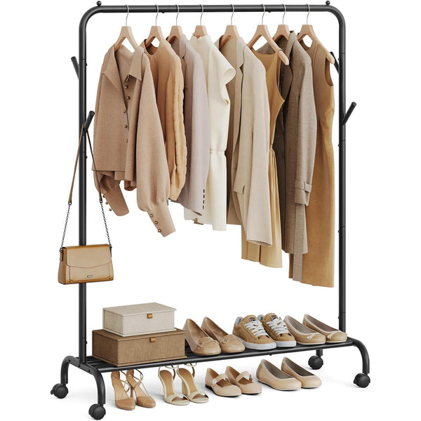 SONGMICS ruhatartó állvány 50 kg maximális teherbírással fekete színben-VASBÚTOR