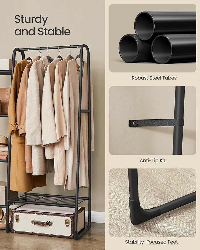 SONGMICS ruhatartó állvány, szabadon álló ruhafogas, fekete színben-VASBÚTOR
