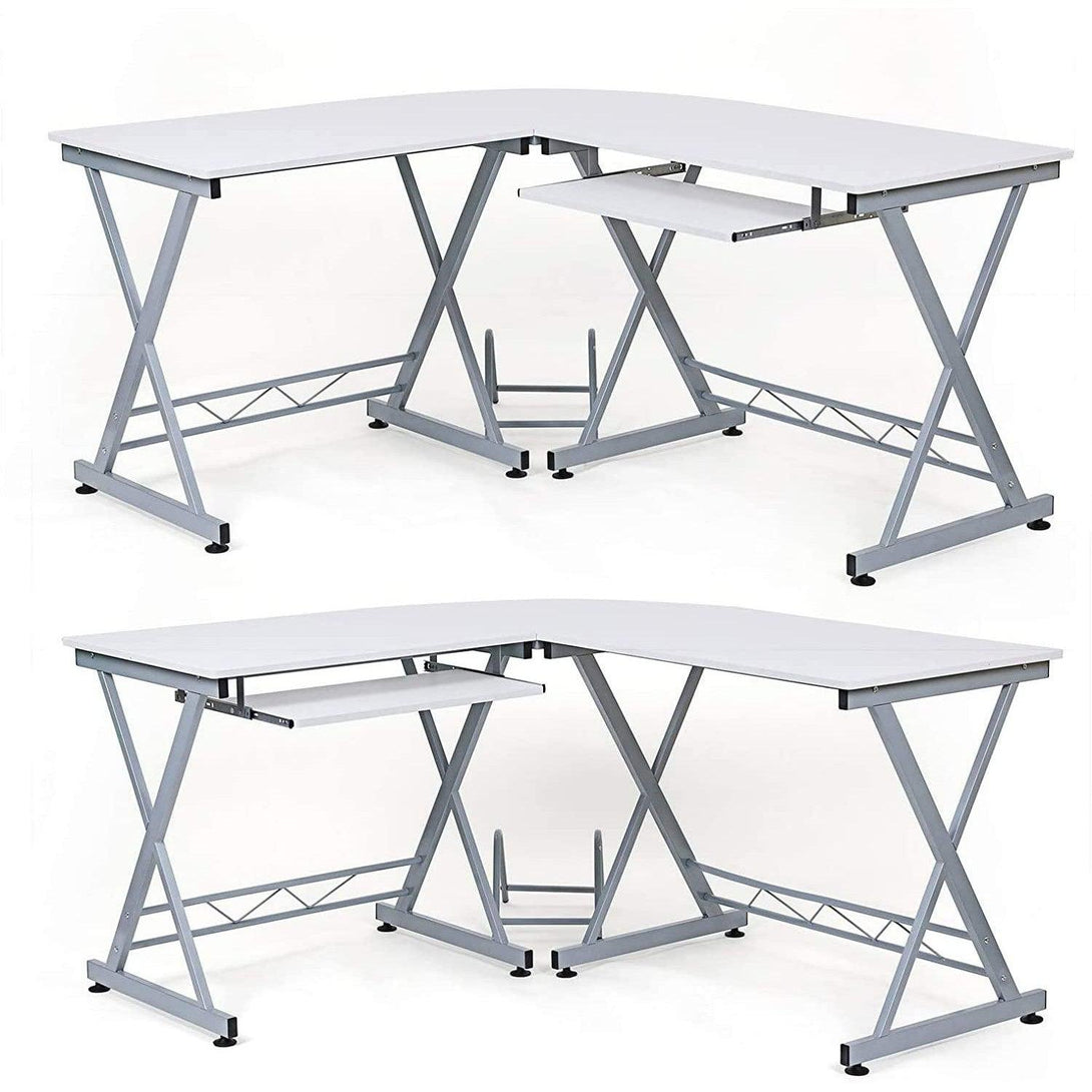 SONGMICS sarokszámítógép-asztal, L-alakú íróasztal 150 x 138 x 75 cm, fehér-VASBÚTOR