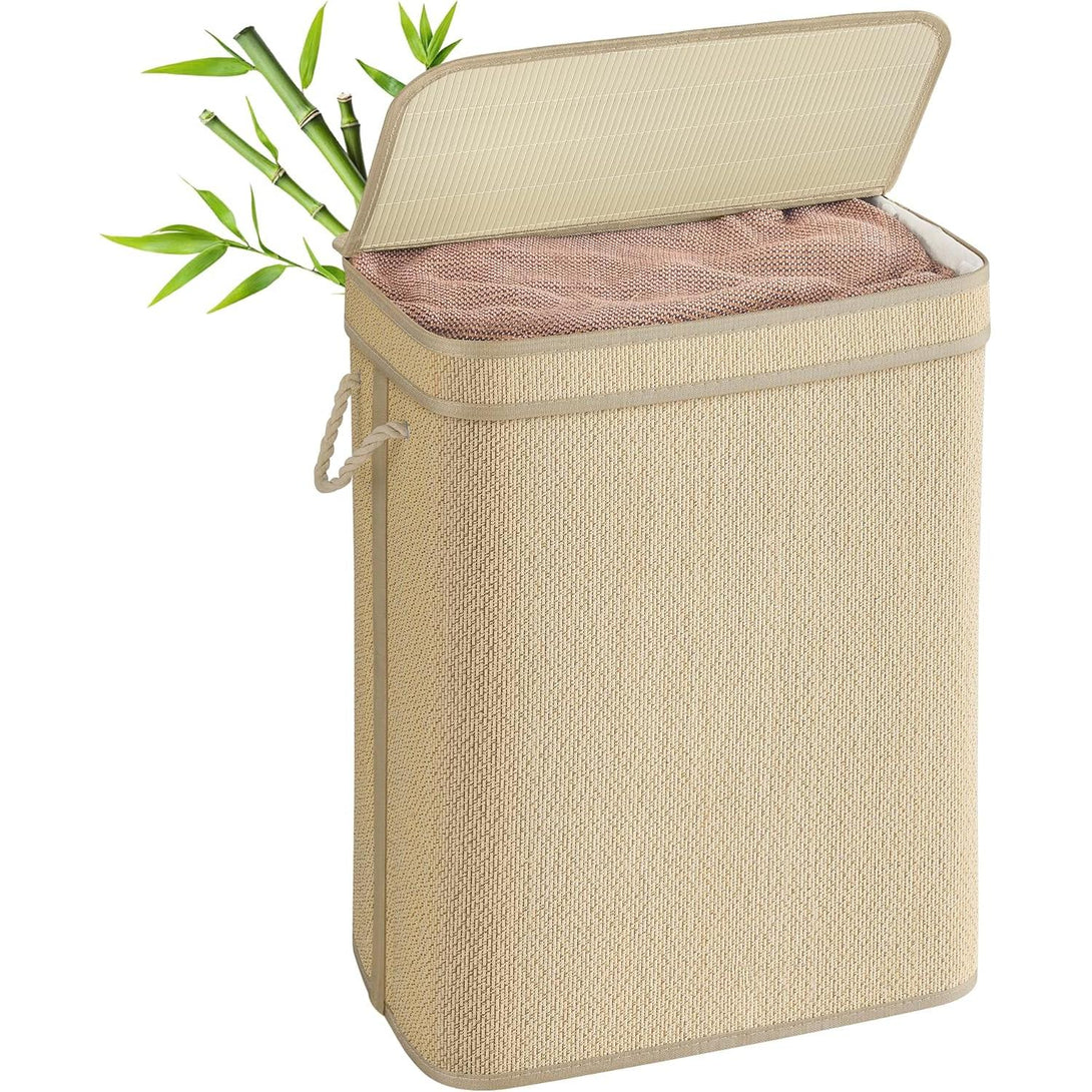 SONGMICS szennyestartó kosár, mosókosár, 90 L-es bambusz ruhatartó-VASBÚTOR