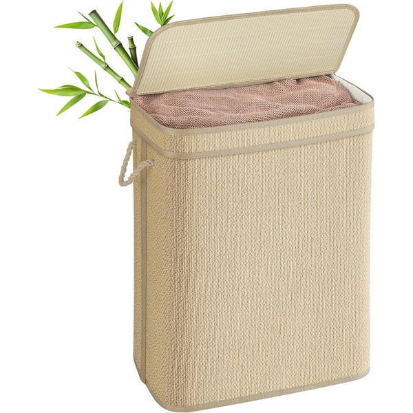 SONGMICS szennyestartó kosár, mosókosár, 90 L-es bambusz ruhatartó-VASBÚTOR