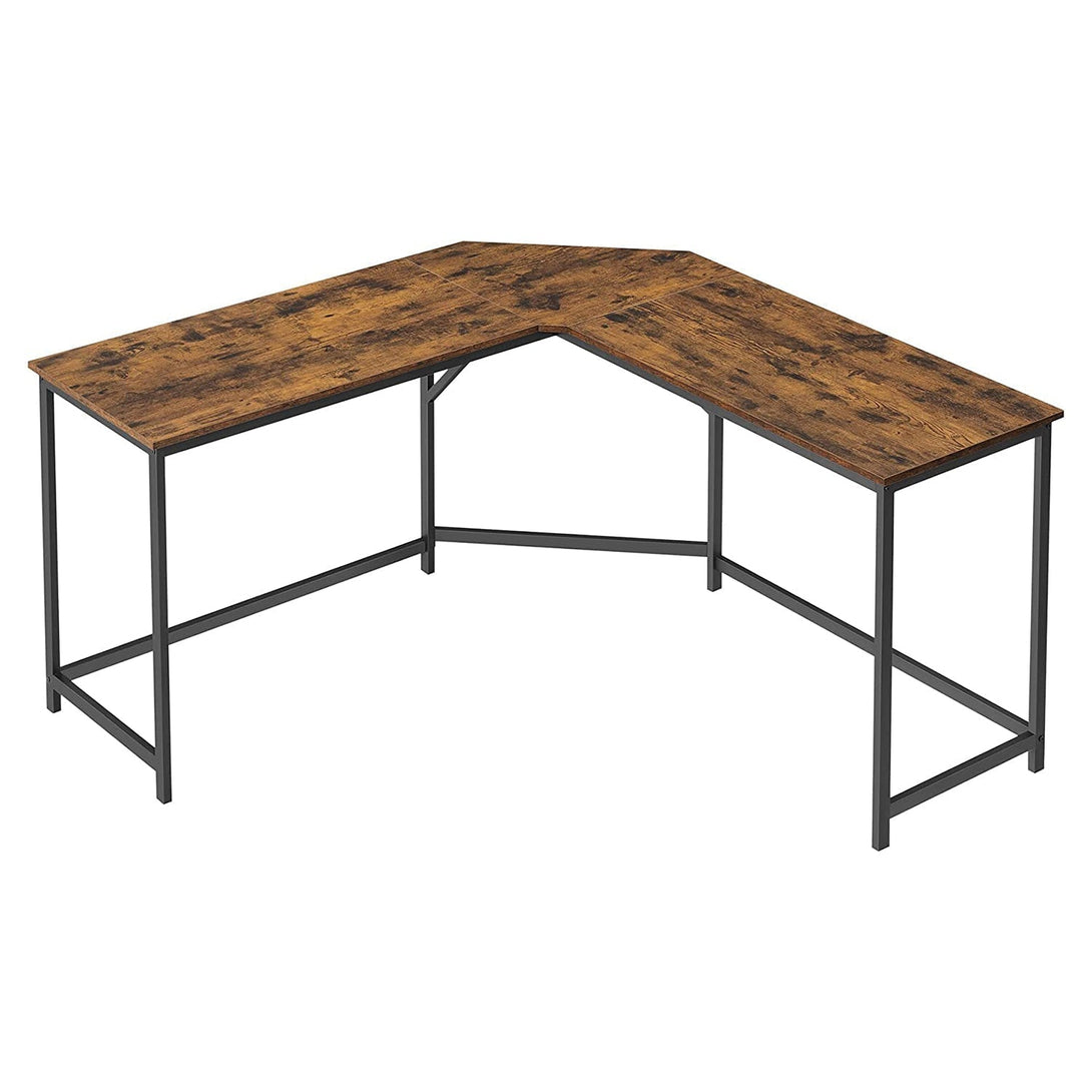 Sarok íróasztal, L alakú számítógép asztal, barna-fekete-VASBÚTOR