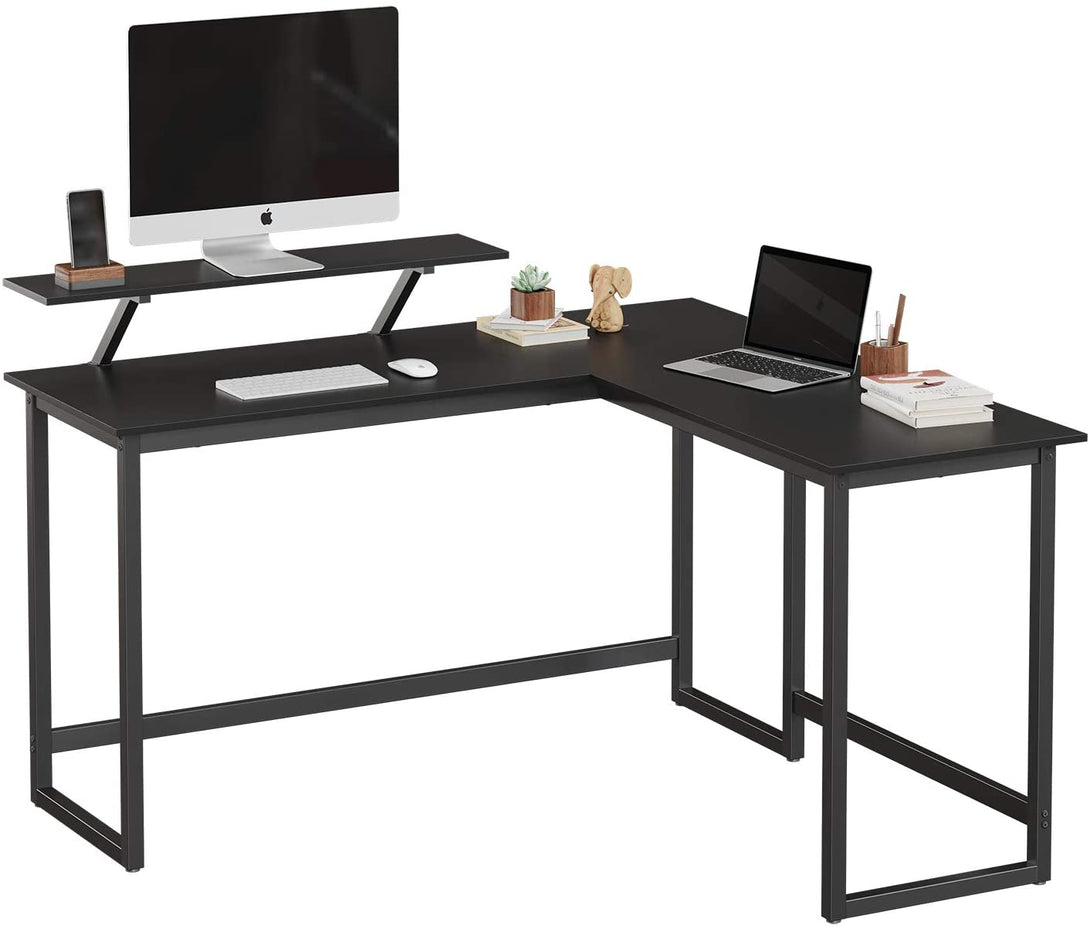 Sarok íróasztal, L alakú számítógép asztal monitor állvánnyal-VASBÚTOR