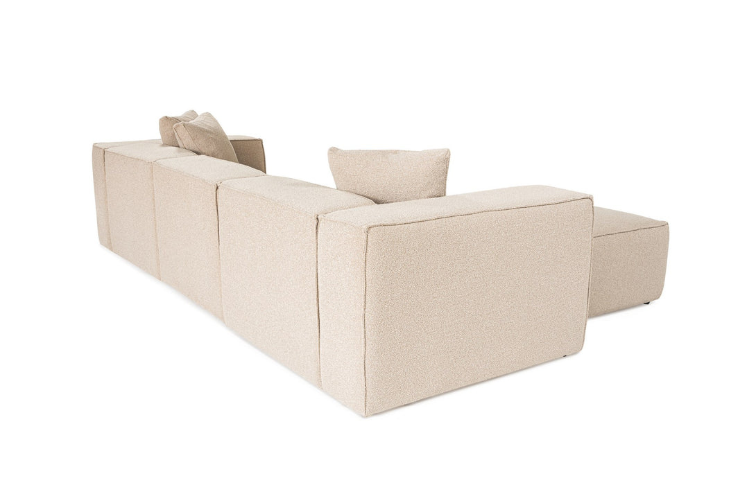 Sarokkanapé Lora (L1-O1-1R-POUFFE ) - Barackszín-VASBÚTOR