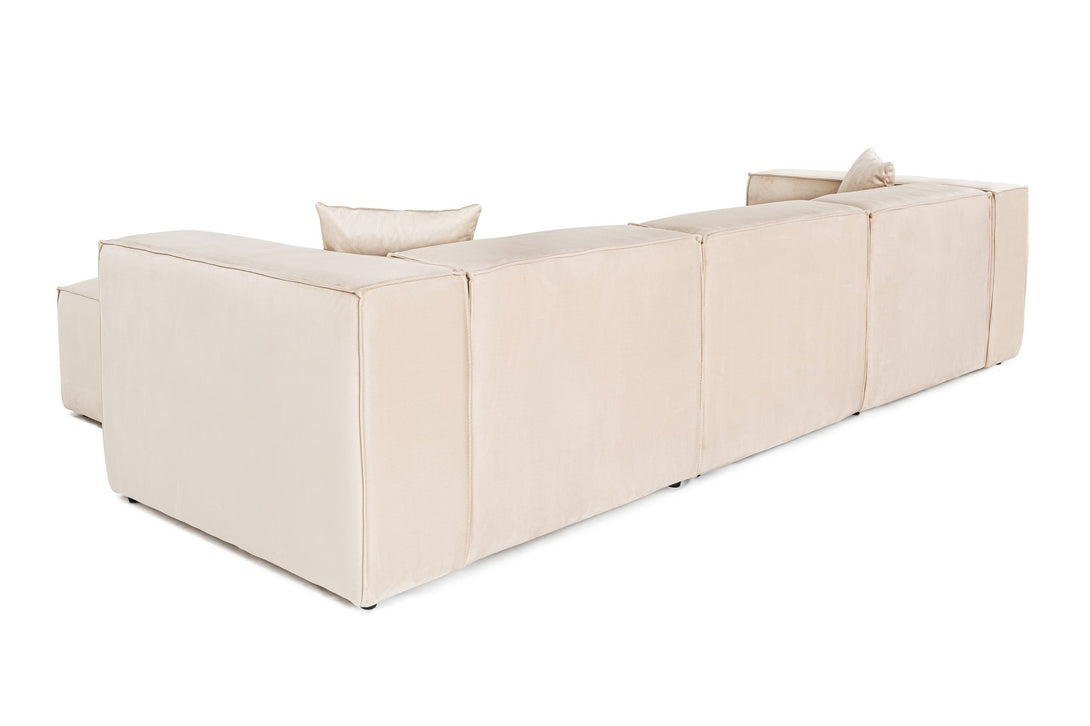 Sarokkanapé Lora (L1-O1-1R-POUFFE ) - Krém-VASBÚTOR