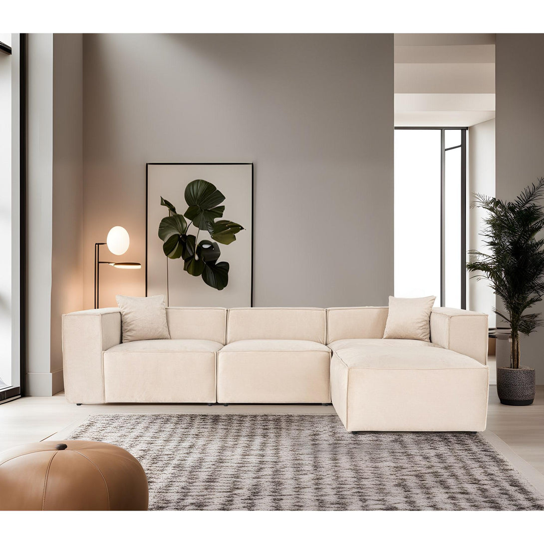 Sarokkanapé Lora (L1-O1-1R-POUFFE ) - Krém-VASBÚTOR